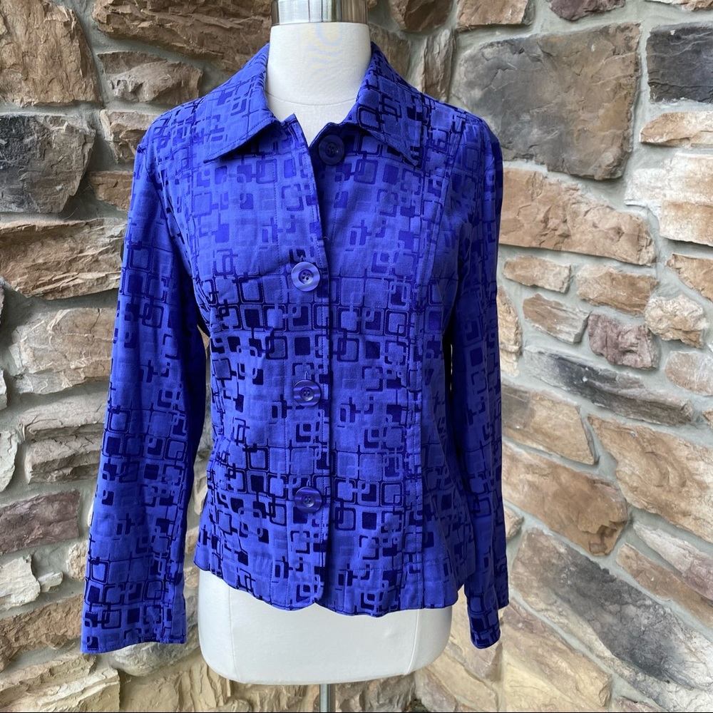 Chico’s Button Front Blue Jacket - Picture 4 of 14